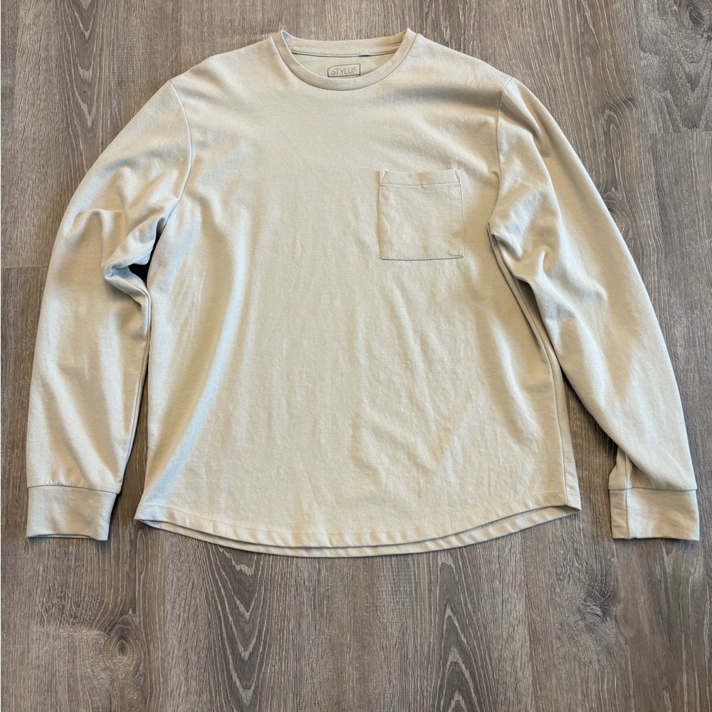 STYLUS Men’s Long-Sleeve Pocket Tee — Cream